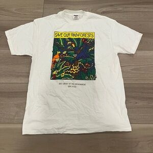 Vintage San Diego Zoo Shirt Mens XL White Save Our Rainforests Single Stitch